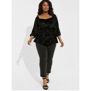 Torrid Velvet Corset Black Blouse